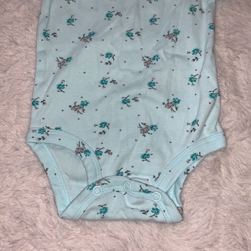 (3 for $10) Carter’s blue floral bodysuit - Picture 2 of 4